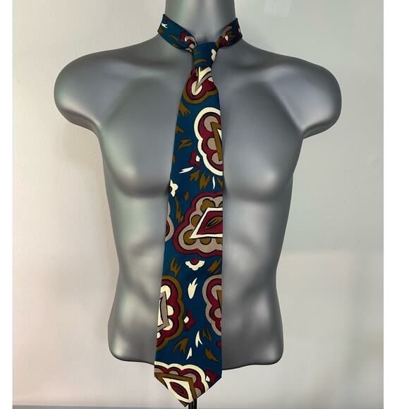 Pattinni Uomo Italian Made Silk Blue Paisley Print Neck Tie - Picture 1 of 3